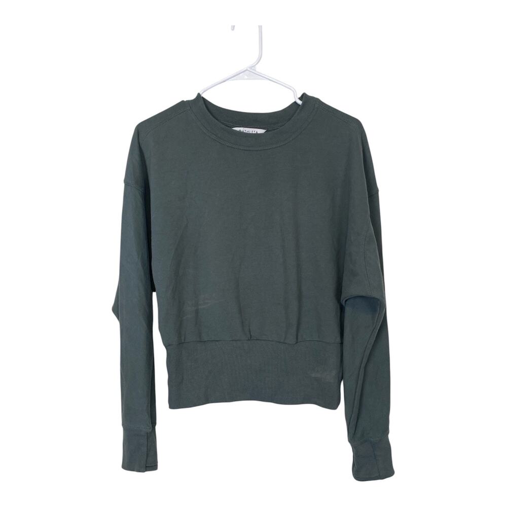 Athleta Women Sweatshirt With thumb home Crewneck Green Size S